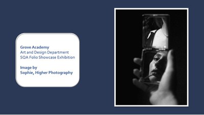 Digital photograph of girl in mirror depicted in black and white.