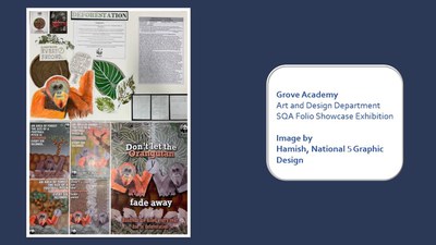 Digital graphic poster against rainforest destruction and impact on orangutans